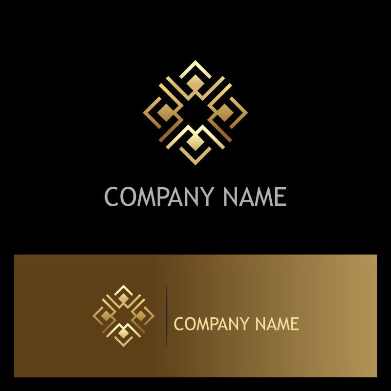 矢量抽象金色几何的标志设计