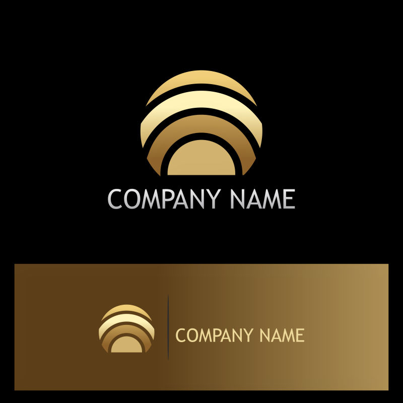 抽象矢量金色半球形的标志设计