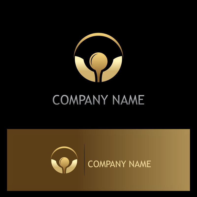 抽象矢量金色生长概念的标志设计