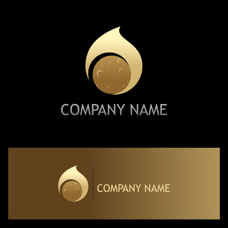 矢量金色的抽象图形的标志设计