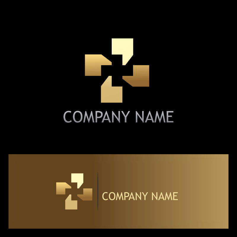 金色矢量风车状的标志设计