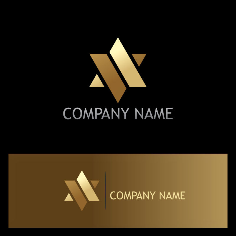 创意矢量金色抽象六角星形的标志设计