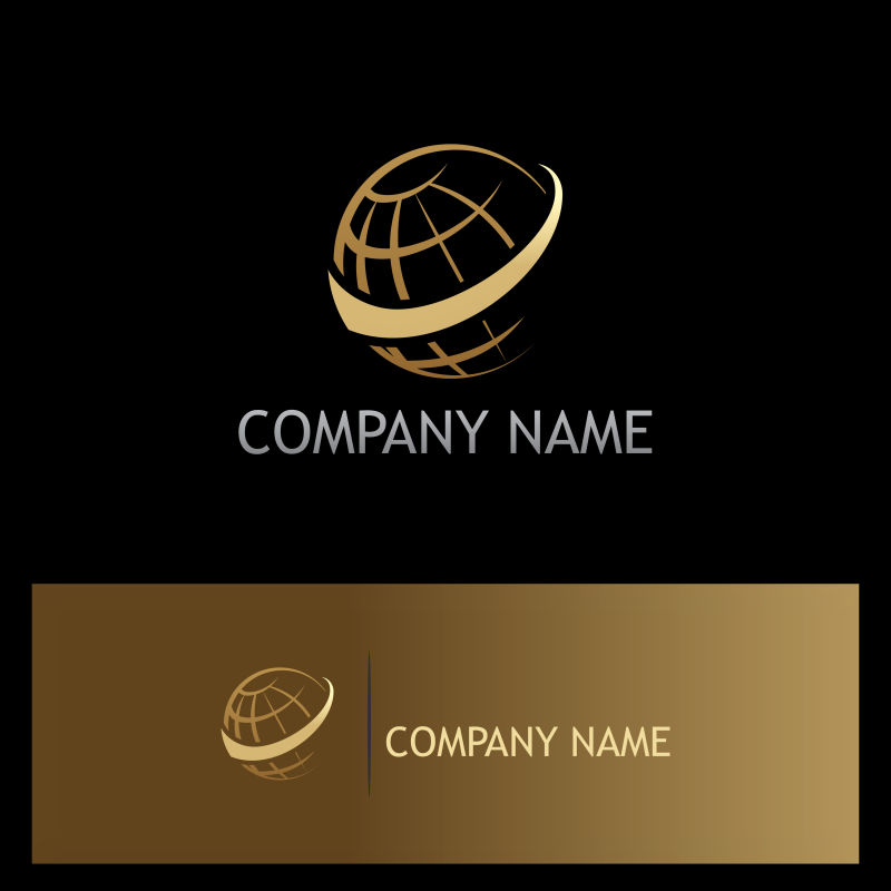 矢量金色环球概念的抽象标志设计