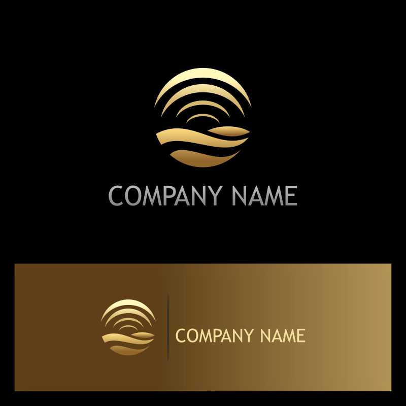 抽象风景概念的矢量标志设计