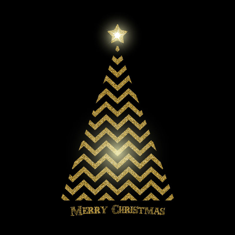 矢量抽象几何圣诞树元素的创意插图