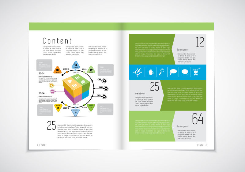 创意矢量现代简易风格杂志页面设计