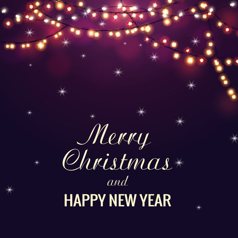 创意圣诞节浪漫光灯背景贺卡设计