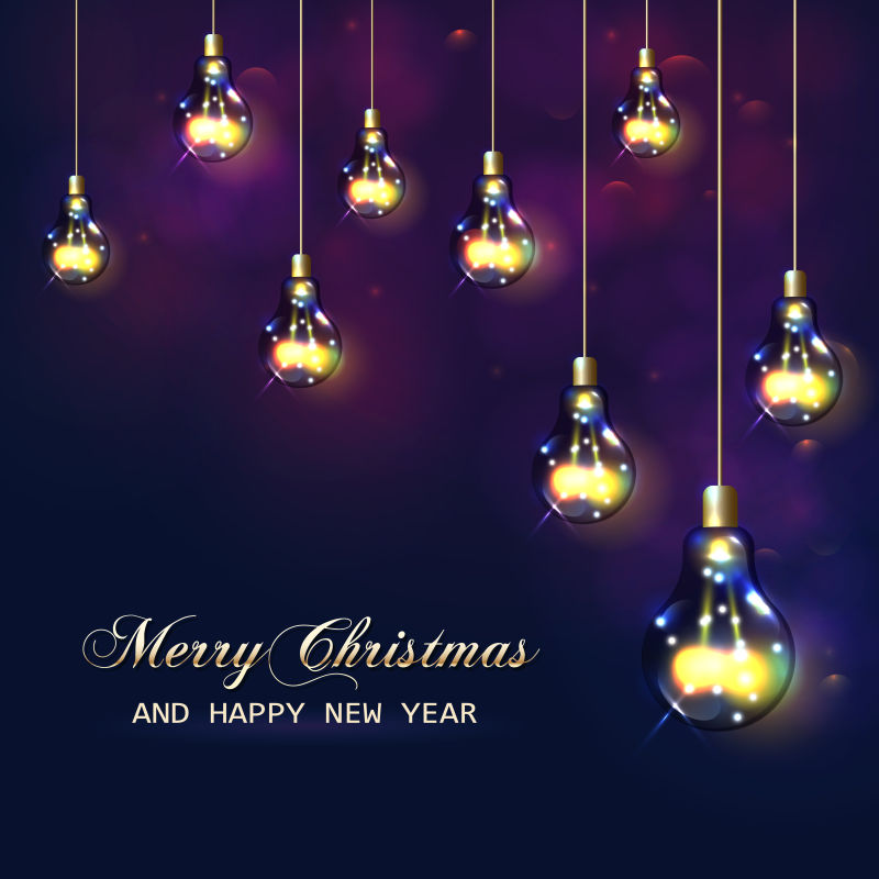 矢量灯泡元素的圣诞节贺卡