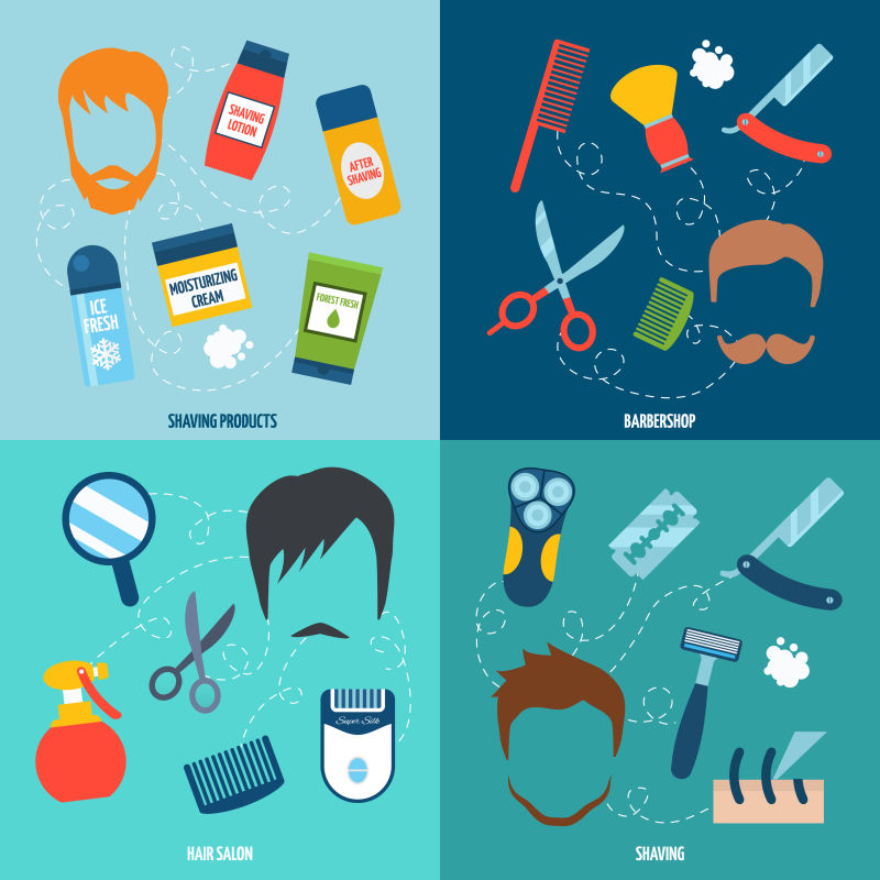 理发概念插图矢量设计