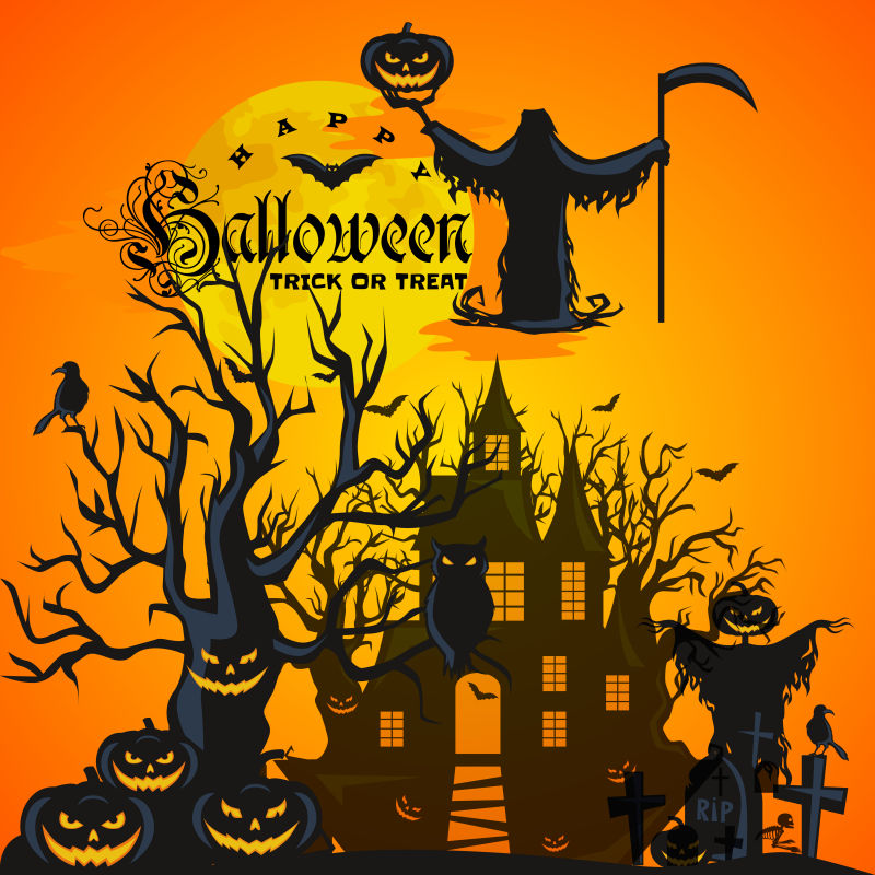 创意矢量万圣节元素的海报设计