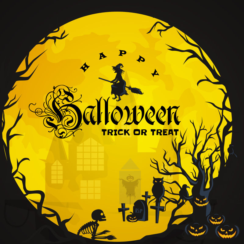 抽象矢量万圣节主题的创意插图