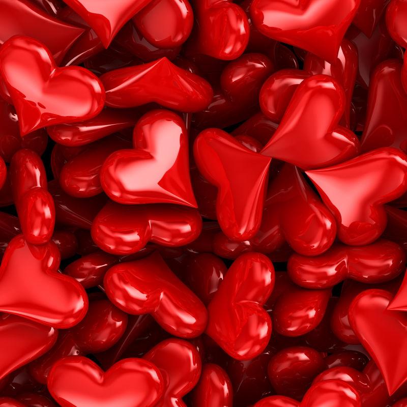 白色背景上的红色爱心形状图案