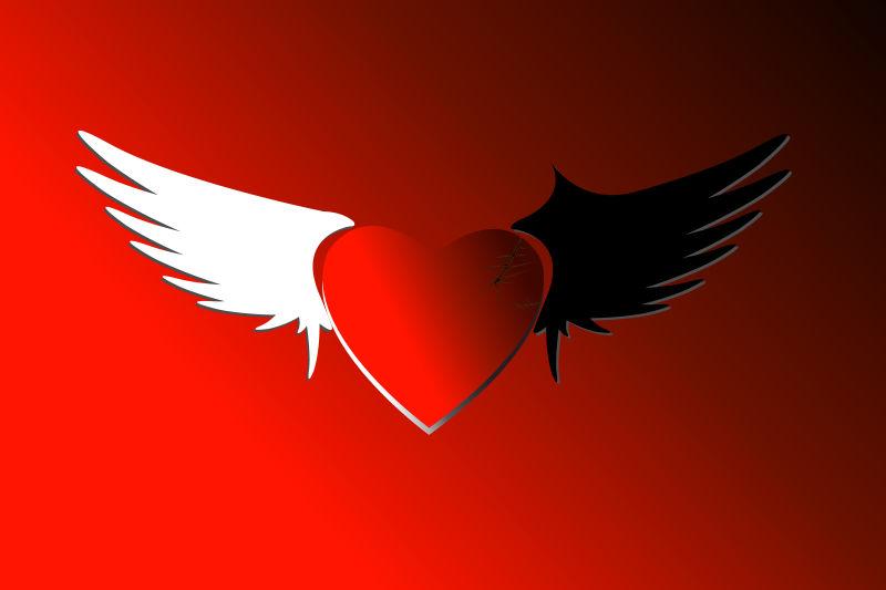 有黑色翅膀和白色翅膀的壁炉