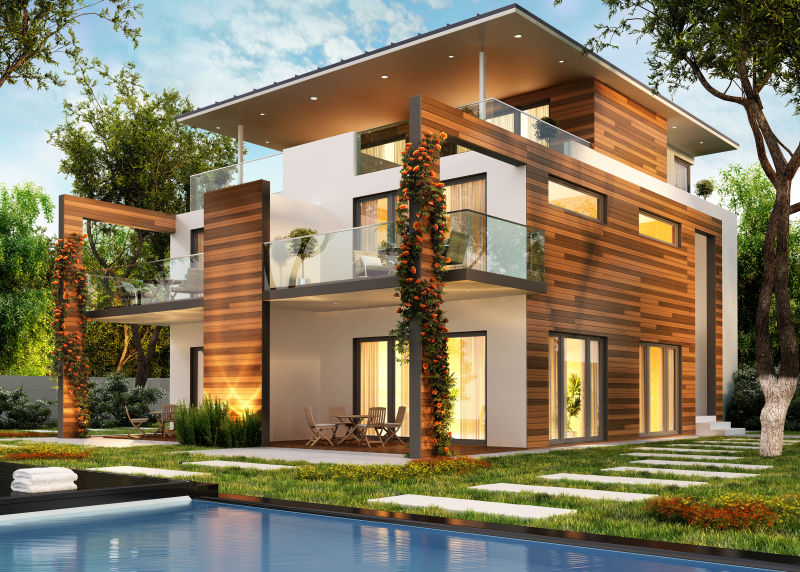 豪华的泳池别墅