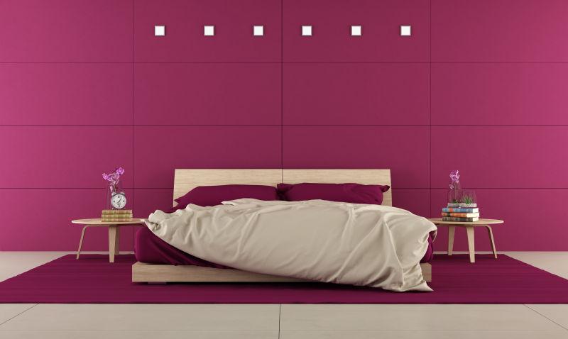 紫色卧室与现代卧室