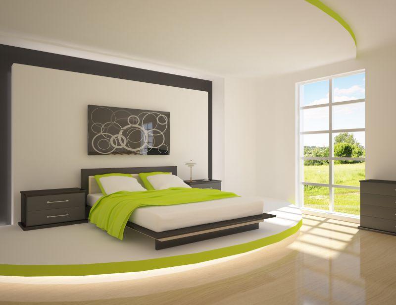 绿色的现代卧室