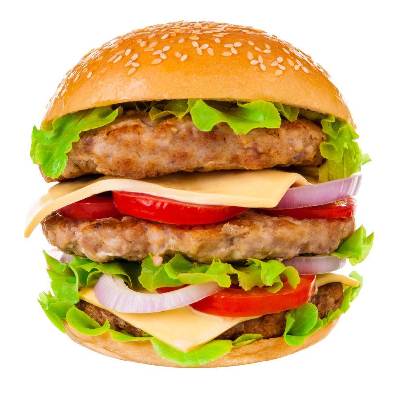 白色背景上的汉堡