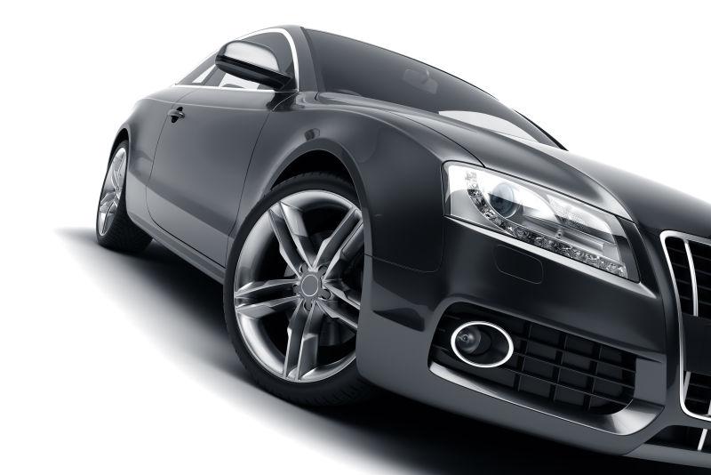 白色背景上的豪华黑色轿车