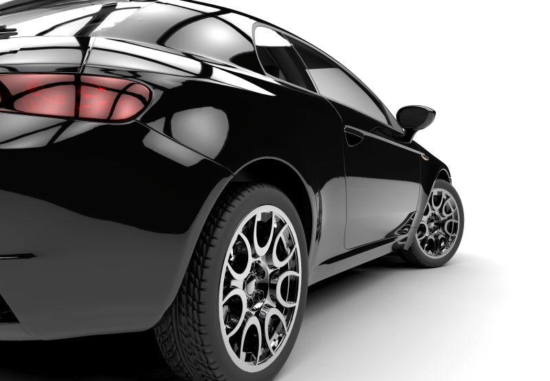 白色的背景下豪华的黑色轿车