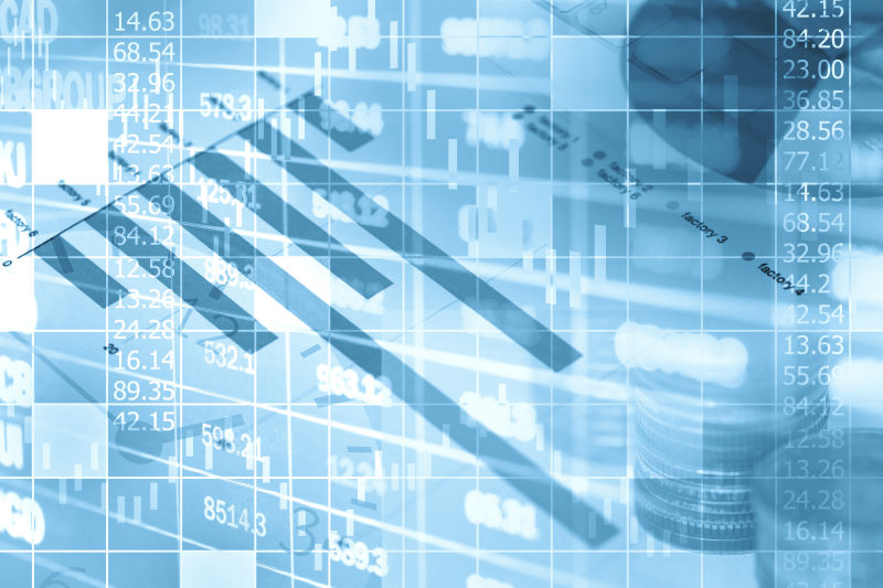 虚拟屏幕上的金融数据走势图