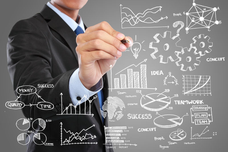 商人用灰色绘制现代商业概念