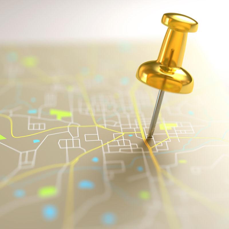 虚构城市的街道地图上