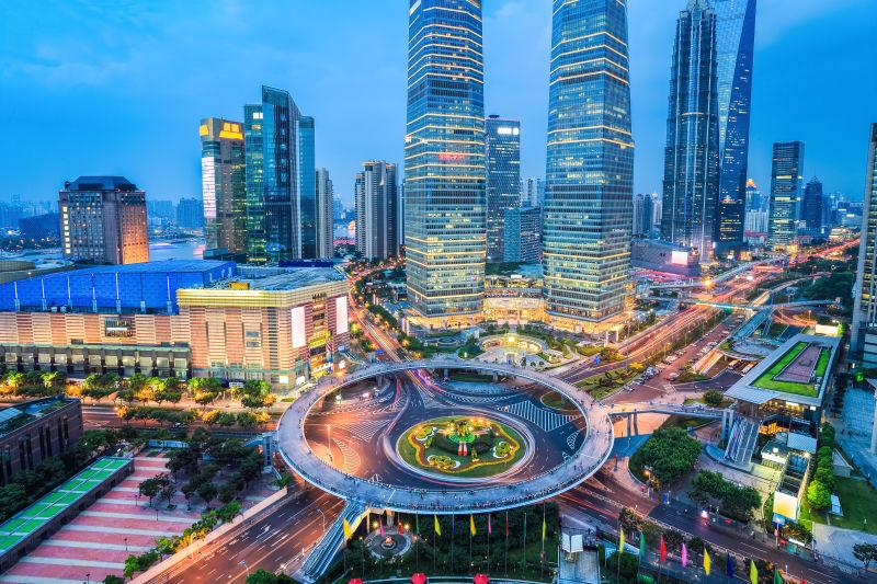 美丽的现代城市图片 美丽的上海夜景高空摄影素材 高清图片 摄影照片 寻图免费打包下载