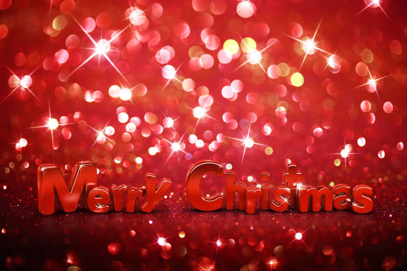 红色闪烁的圣诞祝福背景
