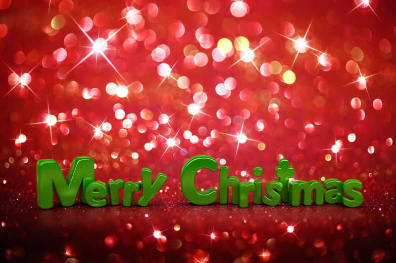 闪光的红色圣诞祝福背景