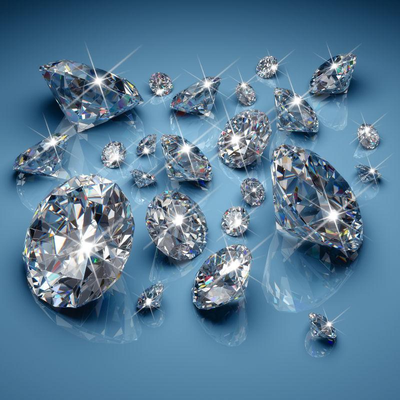 大大小小的钻石聚集一起