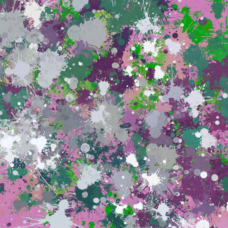 飞溅的绿色和紫色的油漆效果背景