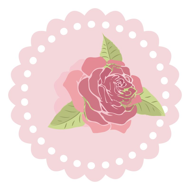 粉色鲜花圆形矢量图