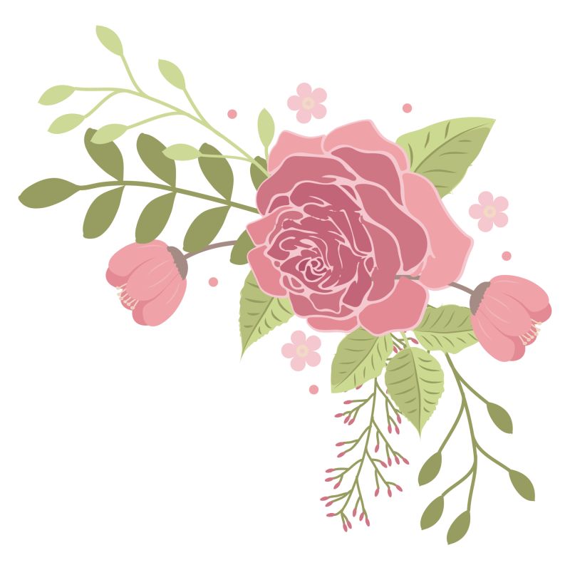 手绘粉色鲜花矢量图