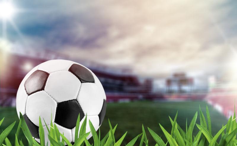 足球场草地上的足球