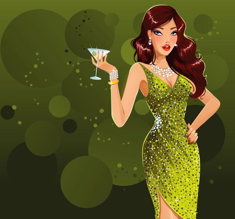 穿着绿色衣服的漂亮女孩