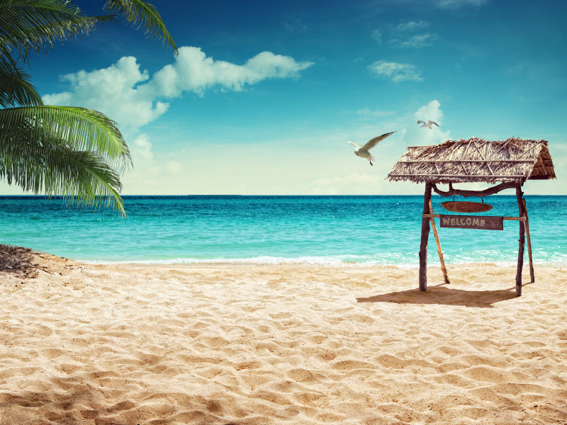 沙滩上的指示牌