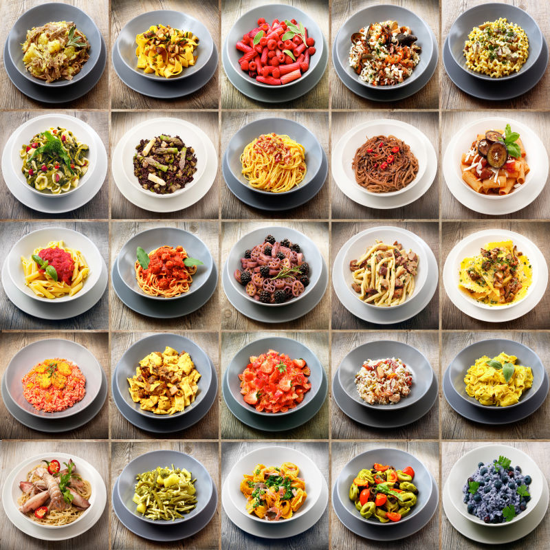 美味的面食拼贴