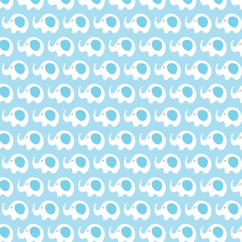 蓝色背景上的大象印花