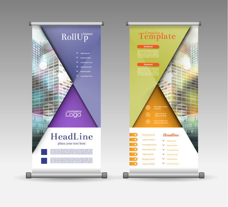 矢量抽象几何风格的竖式横幅设计