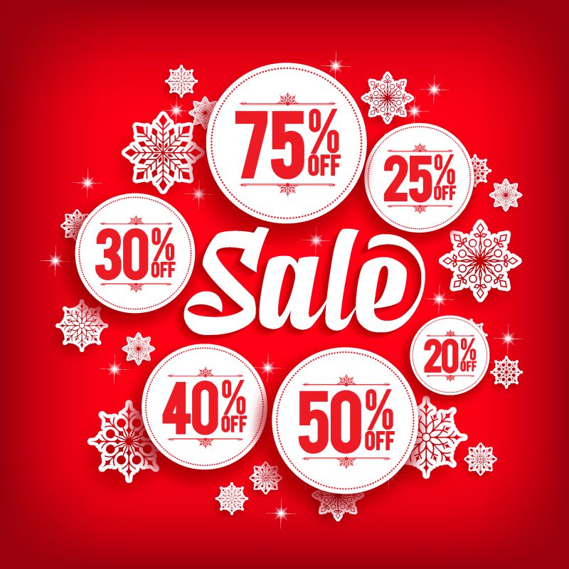 圣诞节主题的矢量销售折扣海报设计