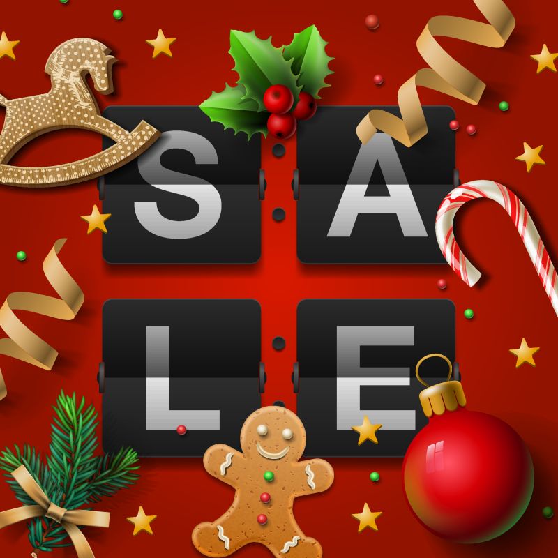 抽象矢量圣诞节主题的折扣销售海报设计