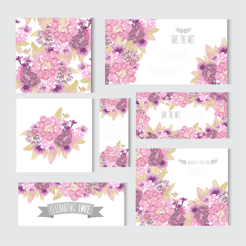 抽象精美粉色花多的装饰卡片设计