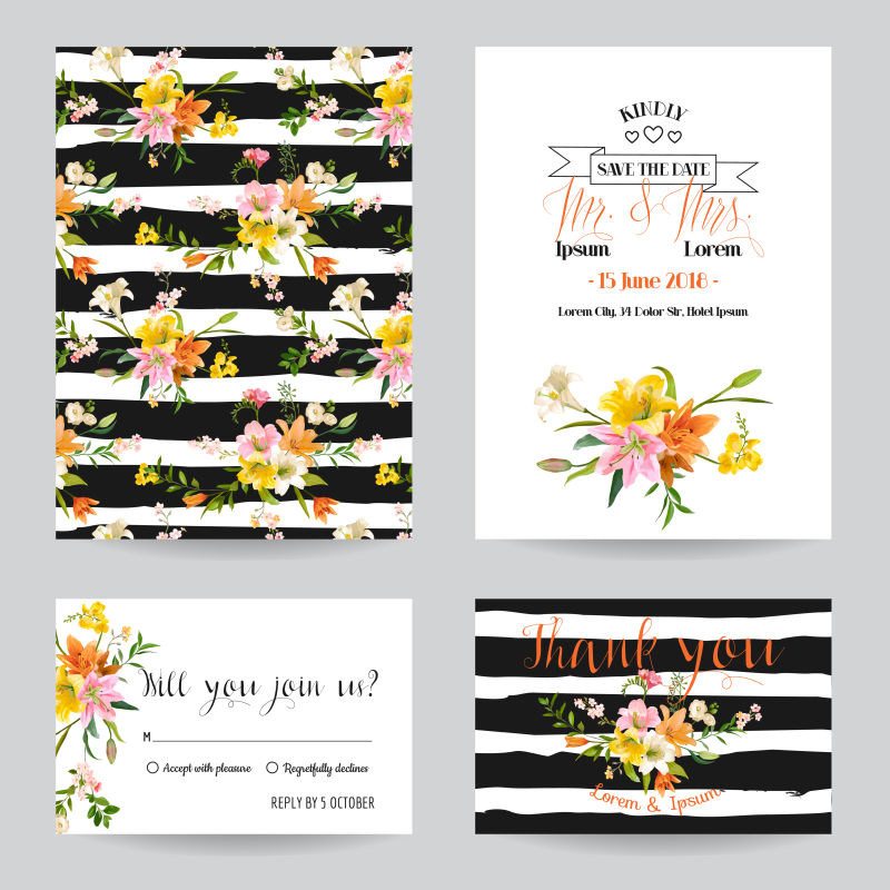 创意矢量现代风格的花卉装饰设计卡片