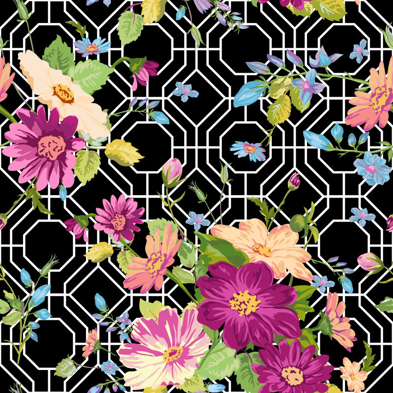 创意矢量复古花卉抽象装饰背景