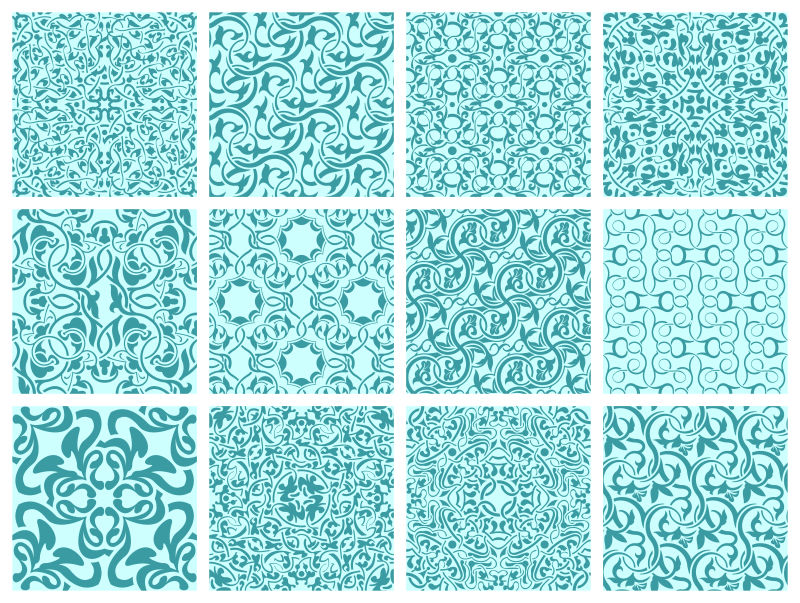 矢量淡蓝色花卉装饰无缝设计背景