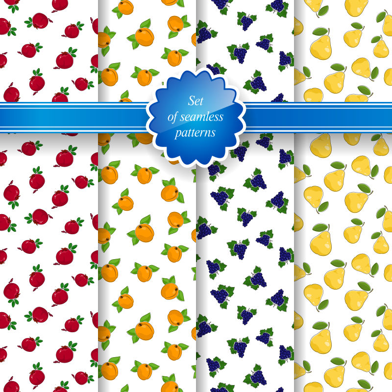 抽象水果元素的矢量无缝背景