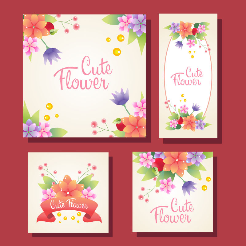 创意花卉元素的矢量装饰卡片设计