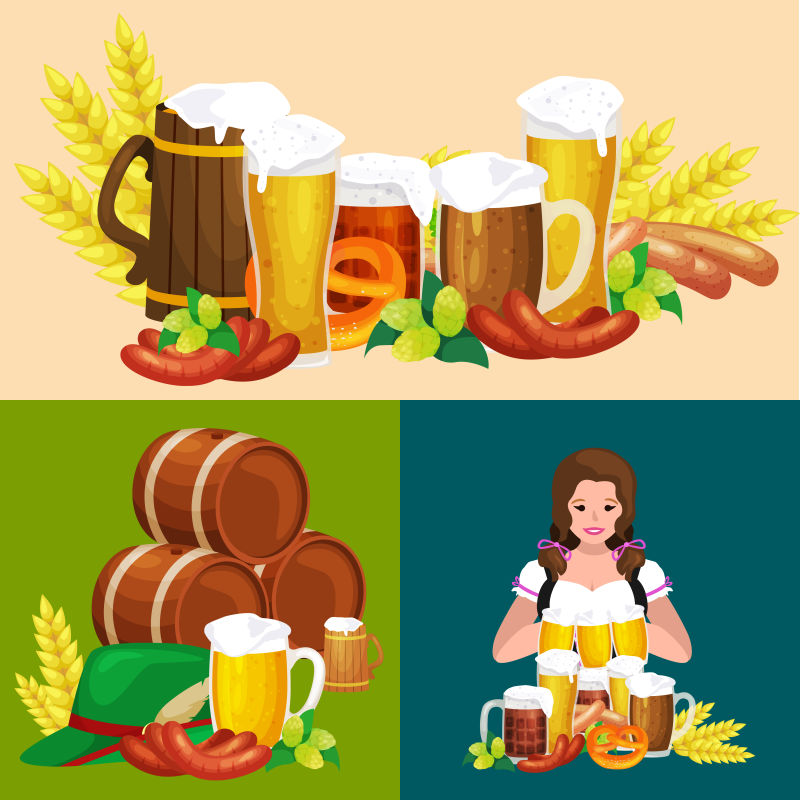 创意矢量啤酒节的插图横幅设计