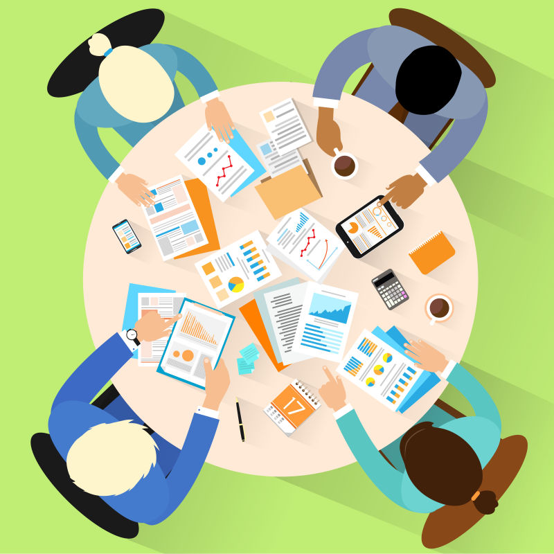 商务人工作场景矢量插图