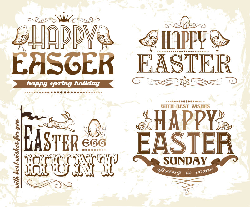 复活节排版元素矢量设计